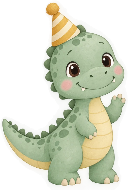 Dinos bebé festejando